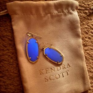 Kendra Scott Elle Drop Earrings – Blue Glow in the Dark Stone – Gold Frames